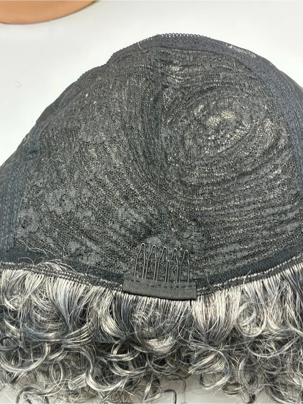 Short Curly Human hair Wig in Silver-Black
